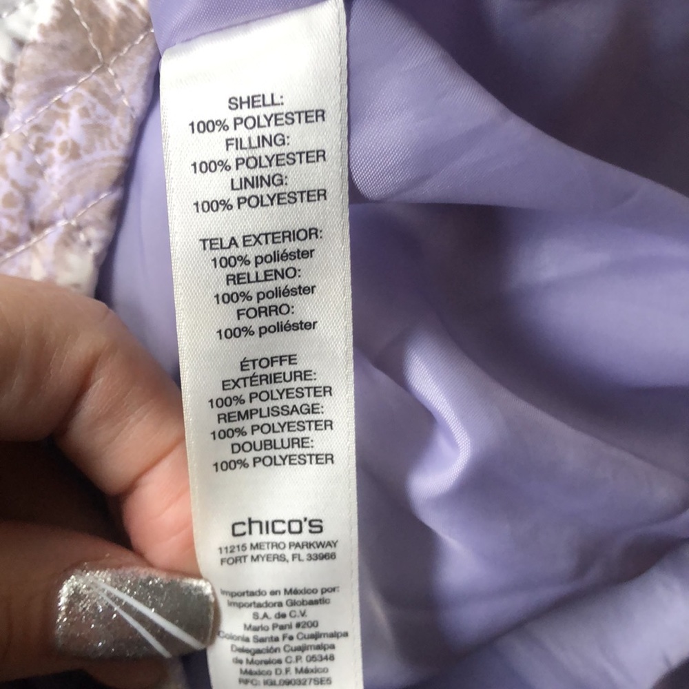 Chico's size 3 Lavender and Tan Quilted Jacket - Picture 7 of 7
